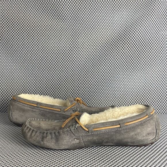 Ugg Dakota Moccasins Slippers Loafers Womens Size 10 Gray Leather Sheepskin - Picture 5 of 15